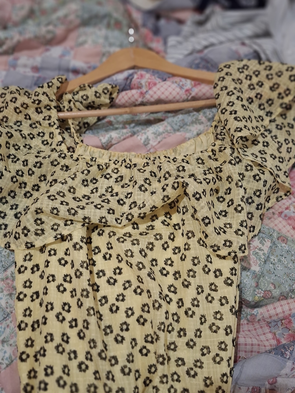 1. State Yellow Off-Shoulder Floral Tie-Waist Midi Dress - Picture 8 of 16